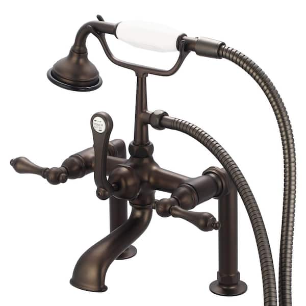 Water Creation 3-Handle Vintage Claw Foot Tub Faucet with Hand Shower and Lever Handles in Oil Rubbed Bronze