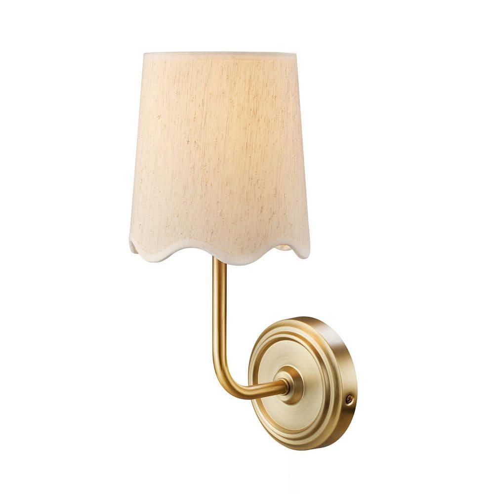 The Hello 7.4 in. 1 Light Matte Gold Transitional Wall Sconce with Fabric Shade price history on PriceWatchPro