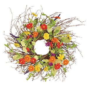 24 in. Artificial Mixed Flower Wild Wreath