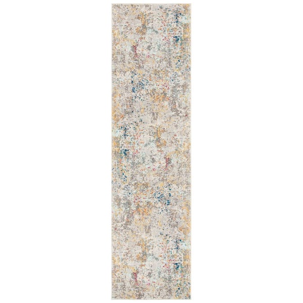SAFAVIEH Madison Grey/Gold 2 ft. x 20 ft. Geometric Abstract Runner Rug