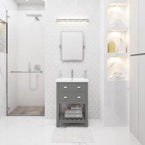 VIOLA 24 in. W Bath Vanity in Cashmere Grey with Ceramic Vanity Top in White with Integrated White Basin