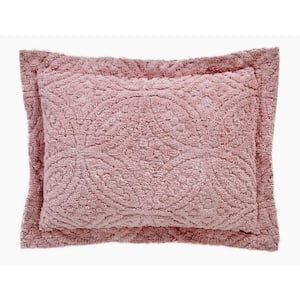 Wedding Ring Collection Pink Standard 100% Cotton Tufted Unique Luxurious Soft Plush Chenille Ring Design Sham