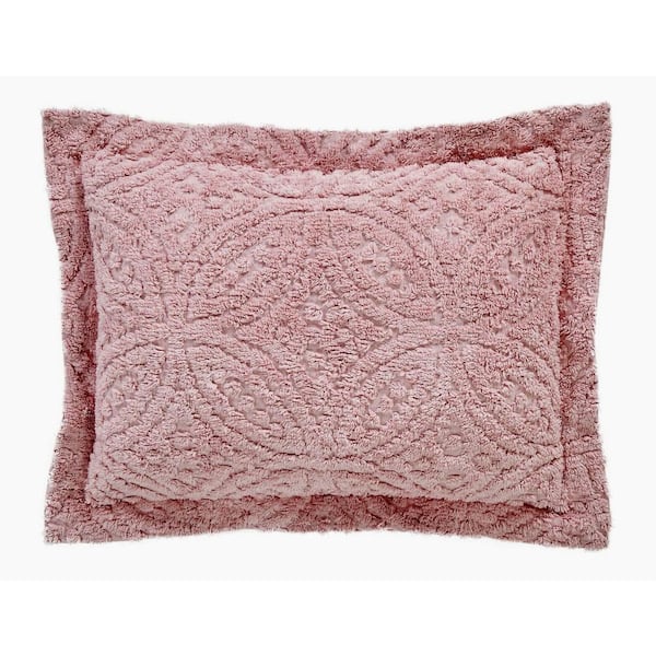 Better Trends Wedding Ring Collection Pink Standard 100% Cotton Tufted Unique Luxurious Soft Plush Chenille Ring Design Sham