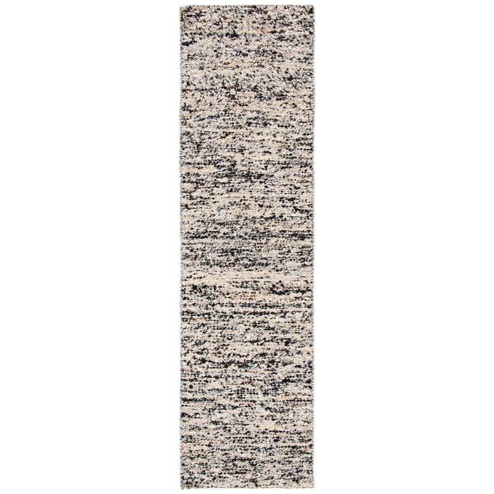Handmade Beige and Grey Wool Tufted Runner Rug