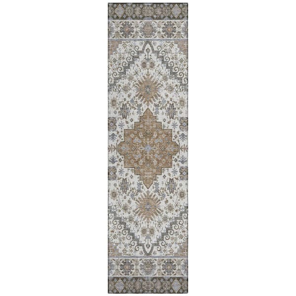 Chantille Machine Washable Indoor/Outdoor Abstract ACN2806 Pearl 2 ft. x 7 ft. Runner Rug