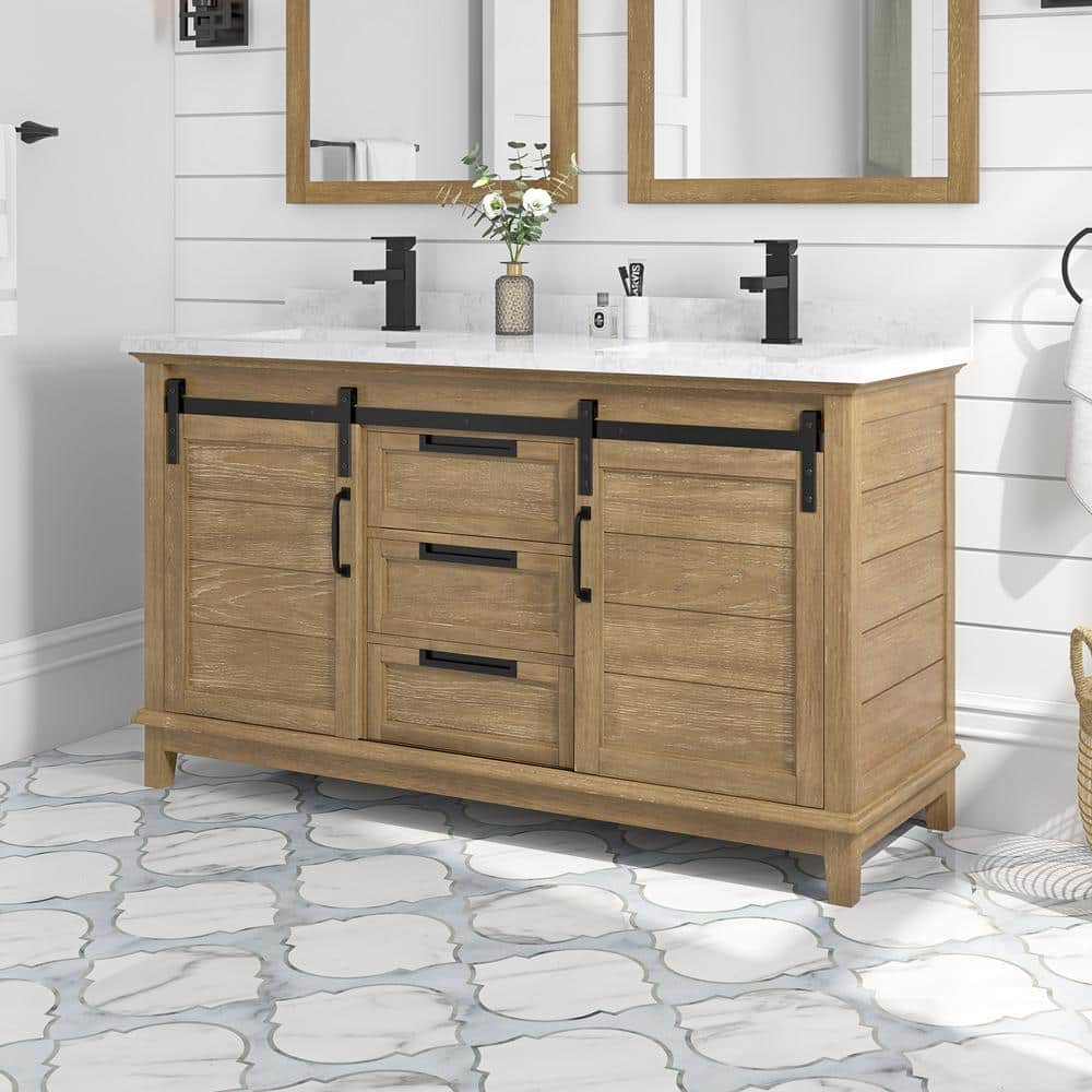 OVE Decors Edenderry 60 in. W Bath Vanity in Rustic Almond with ...