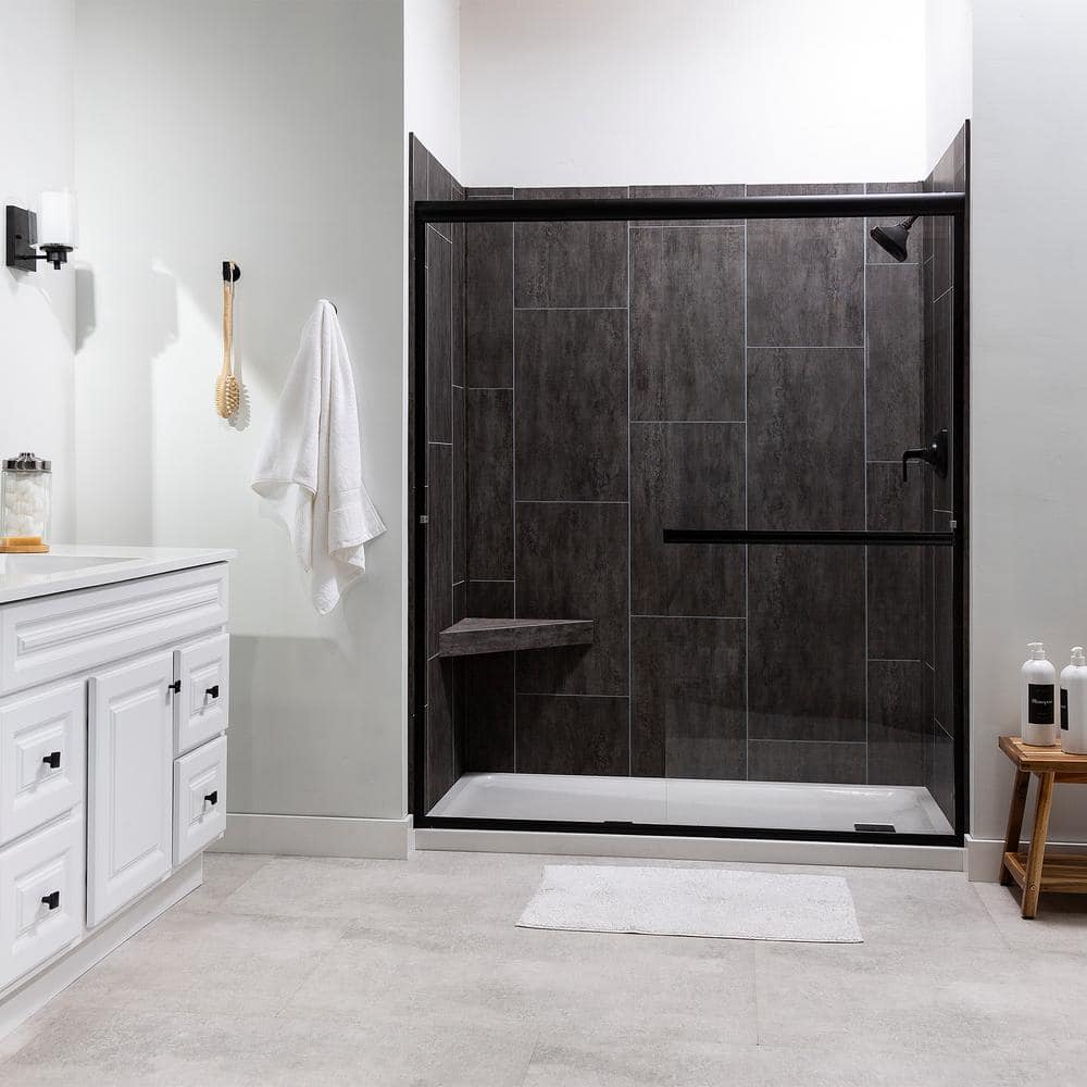 Ashen Slate Gray PVC Shower Bench with Lacquer Finish