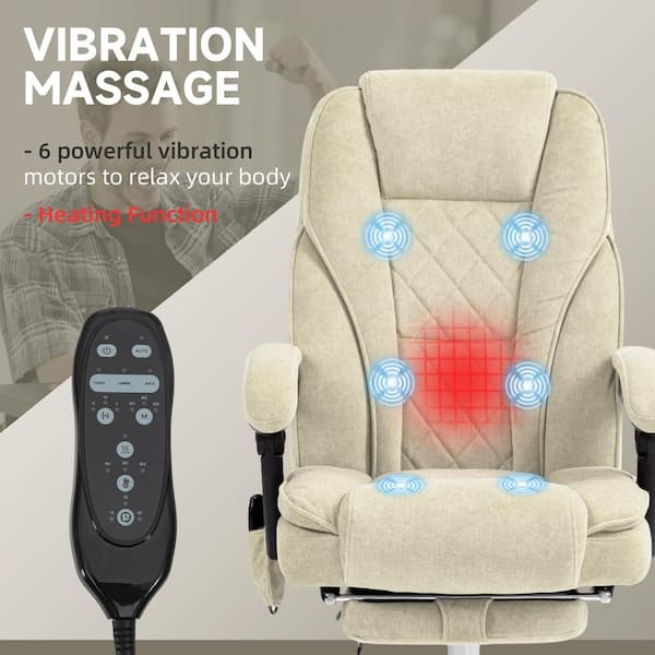 Vinsetto Polyester Massage Office Chair with Heat, Reclining, Footrest,  Beige 921-683V81BG - The Home Depot