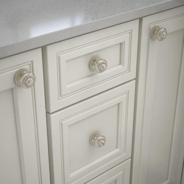 Roped 1-1/2 in. (38 mm) Classic Satin Nickel Round Cabinet Knob with Backplate