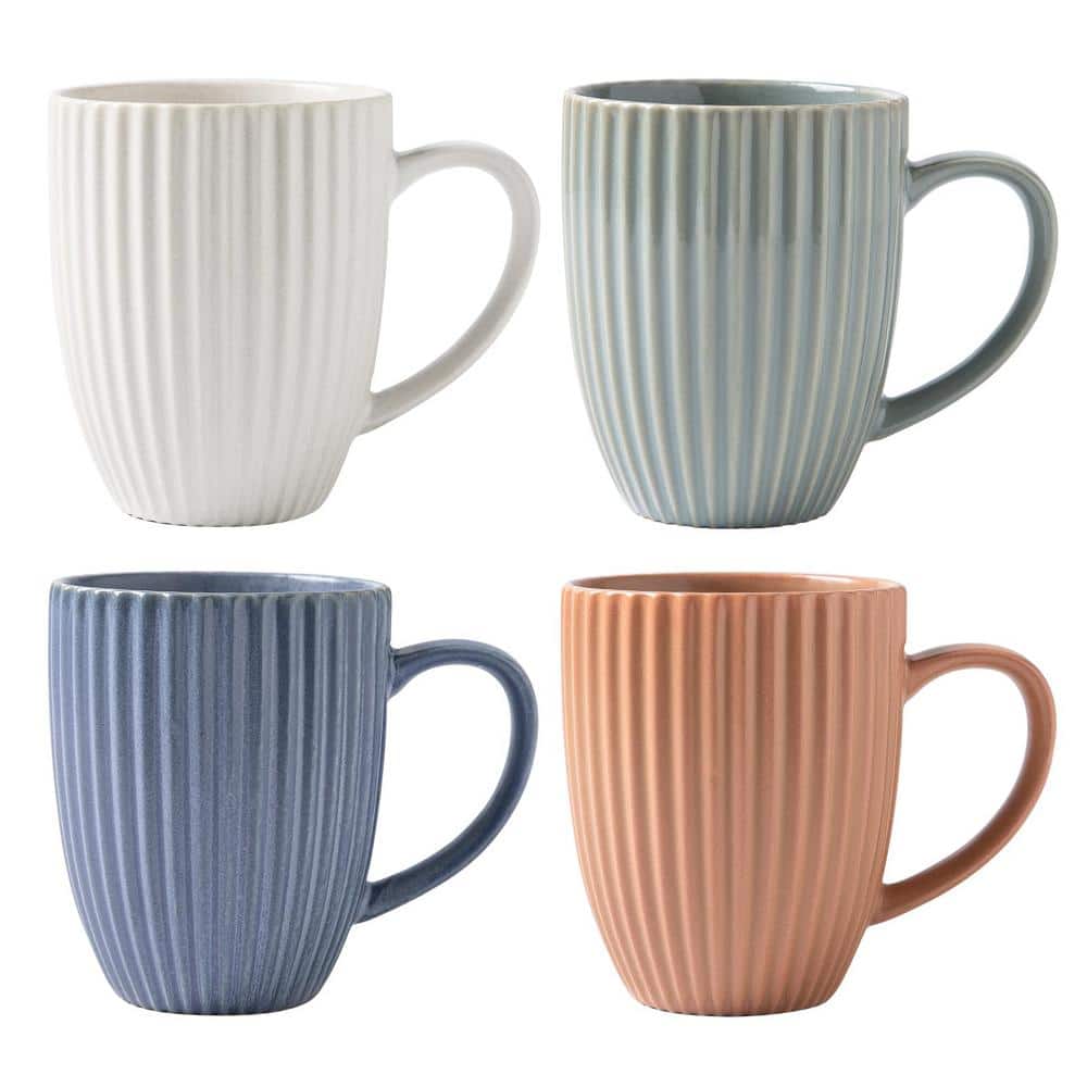 16 oz. Multi-Colored Ceramic Coffee Mugs (Set of 4) with Handle