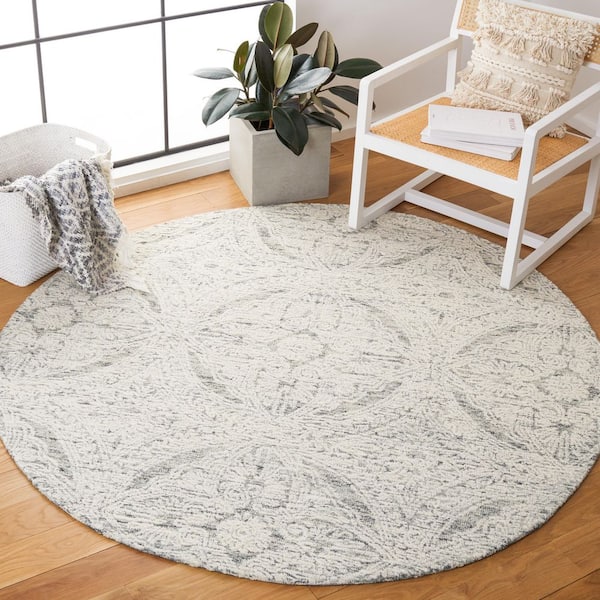 Metro Natural/Light Grey 6 ft. x 6 ft. Geometric Gradient Round Area Rug