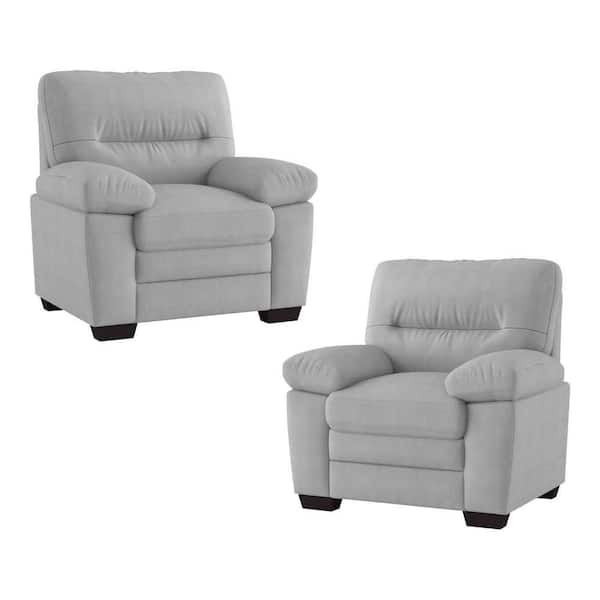 EVERGLADE HOME Solomon 41 in. W Flared Arm Flared Arm Fabric Straight Rectangle Chair in Gray (Set of 2)
