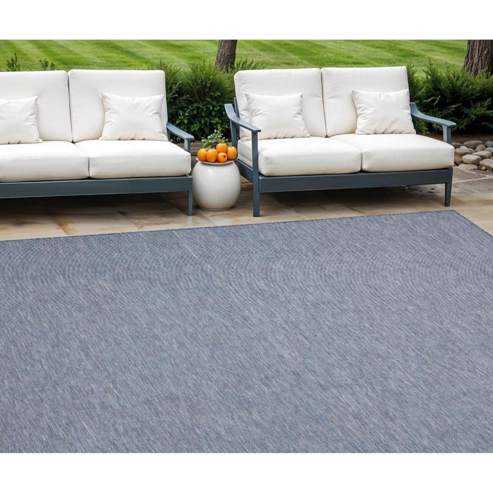 Navy Blue 9 ft. x  12 ft. Woven Abstract Polyester Rectangle Indoor/Outdoor Area Rug price history on PriceWatchPro