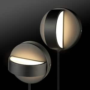 Magnus Matte Black LED Integrated Plug-In or Hardwired Wall Sconce, (2-Pack)