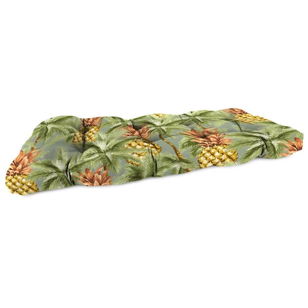 Jordan Manufacturing 44 in. L x 18 in. W x 4 in. T Outdoor Rectangular Wicker Settee Bench Cushion in Luau Breeze