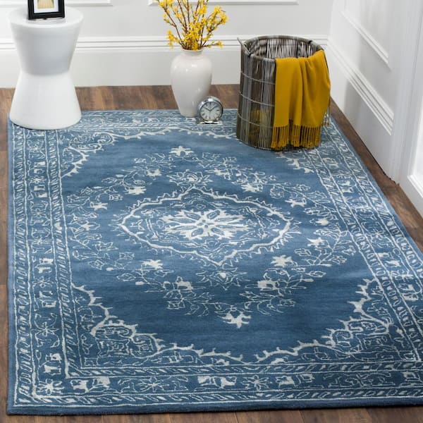 Glamour Blue Doormat 2 ft. x 3 ft. Border Area Rug