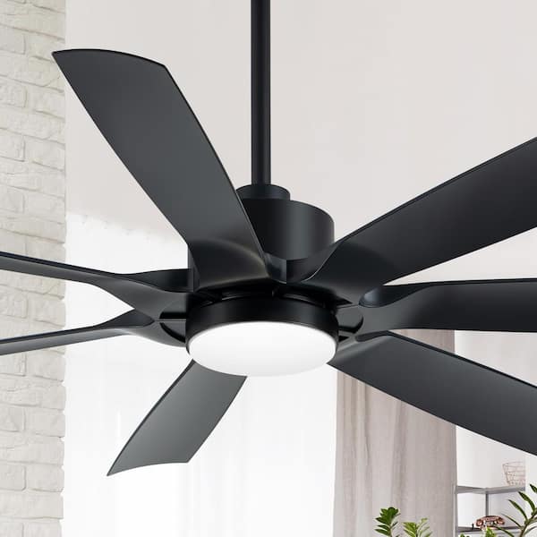 Arthur 60 in. Indoor Black Downrod Mount Ceiling Fan with Integrated LED Light and Remote Included