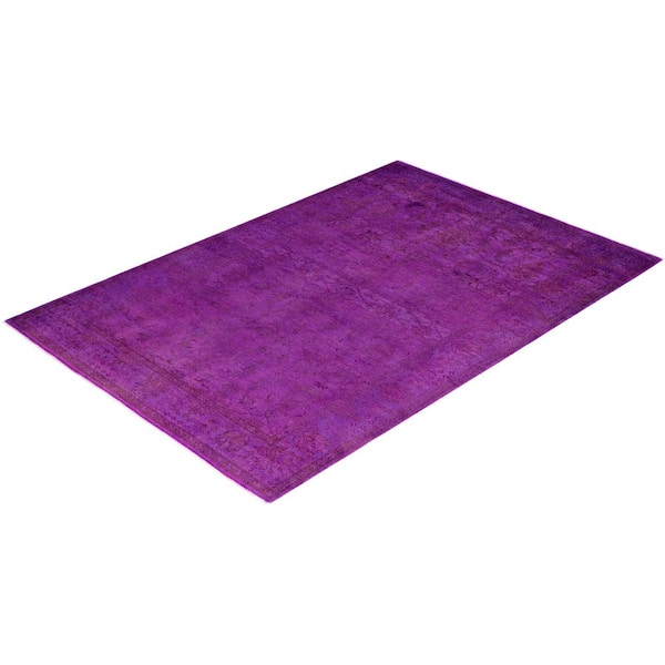 Overdyed Purple 4 ft. x 6 ft. Solid Wool Indoor Area Rug