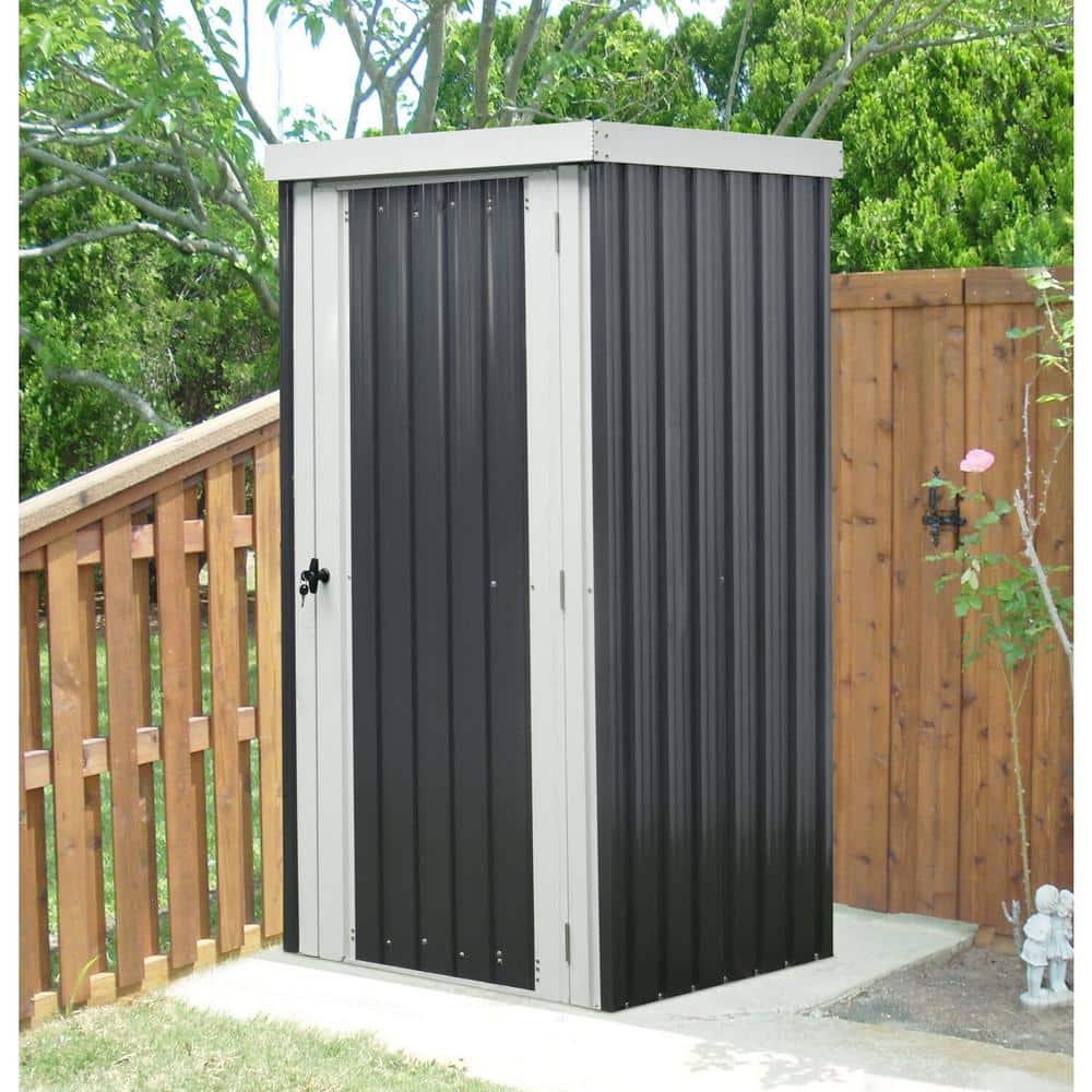 Hanover Dark Gray and White Galvanized Steel Patio Storage Shed
