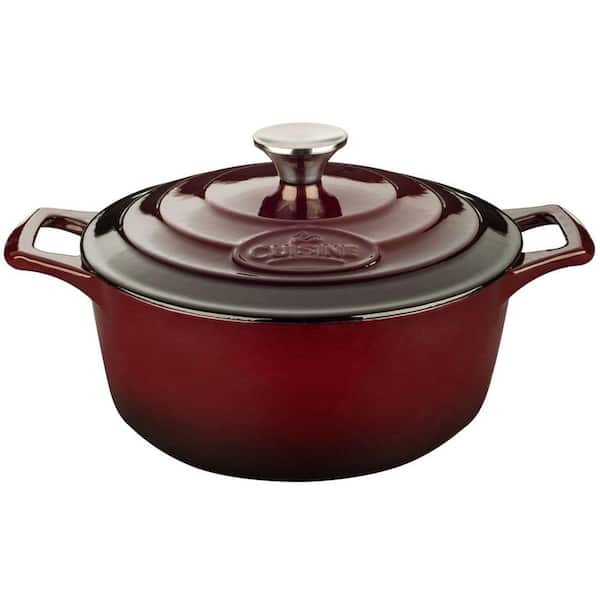 La Cuisine 3.7 Qt. Cast Iron Round Casserole with Ruby Enamel