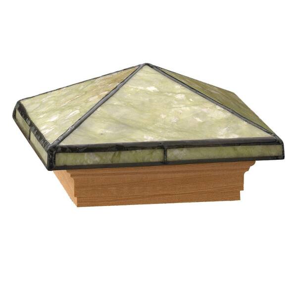 DeckoRail 6 in. x 6 in. Tiffany-Style Cedar Seagrass Jade Pyramid Post Cap