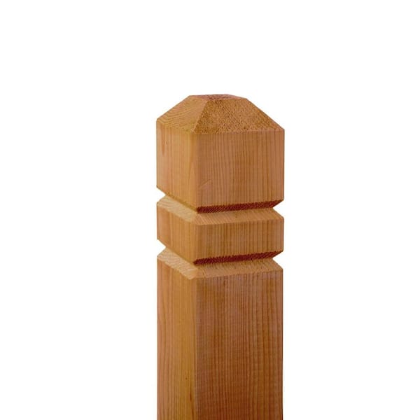 Unbranded 4 in. x 4 in. x 4-1/2 ft. Cedar Double V-Groove Deck Post