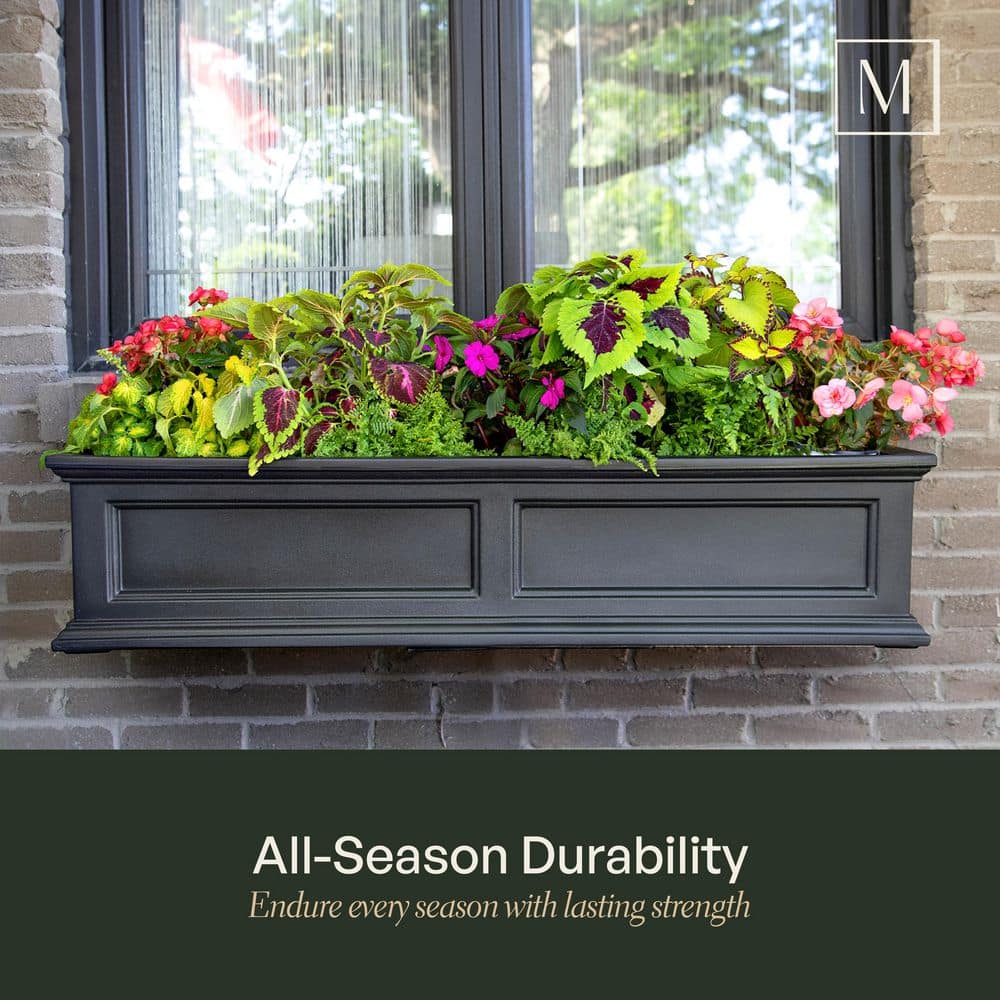 Black Polyethylene Self-Watering Window Box Planter, 48-inch