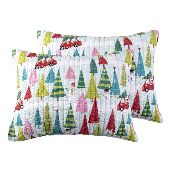 LEVTEX HOME Merry and Bright Holly Jolly Multi Color Christmas Trees Microfiber Standard Sham Set of 2 MB22640SH2 The Home Depot