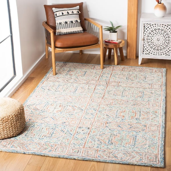 Micro-Loop Blue/Green 4 ft. x 6 ft. Geometric Area Rug