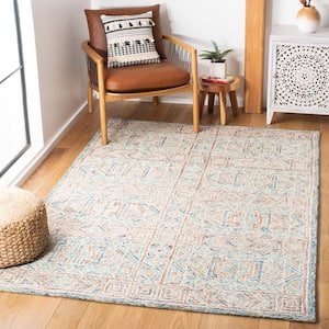 Micro-Loop Blue/Green 5 ft. x 5 ft. Geometric Square Area Rug