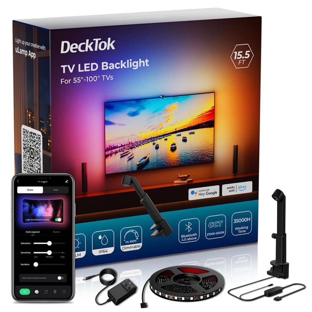 DeckTok 24-Watt 15.5 ft. Smart Plug-in Integrated LED Black Color