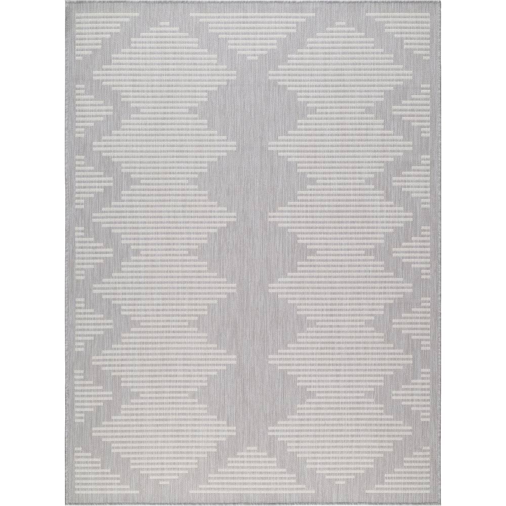 Beverly Rug 8 X 10 White Gray Waikiki Modern Stripes Indoor Outdoor   White Gray Outdoor Rugs Hd Wkk20155 8x10 64 1000 