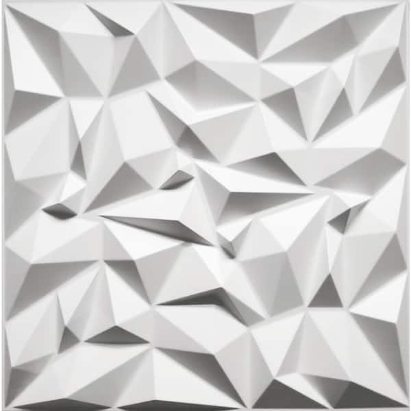 Dundee Deco Falkirk Ross 2/25 in. x 19.7 in. x 19.7 in. White PVC Diamond 3D Decorative Wall Panel 10-Pack