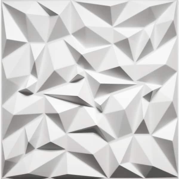 Dundee Deco Falkirk Ross 2/25 in. x 19.7 in. x 19.7 in. White PVC Diamond 3D Decorative Wall Panel