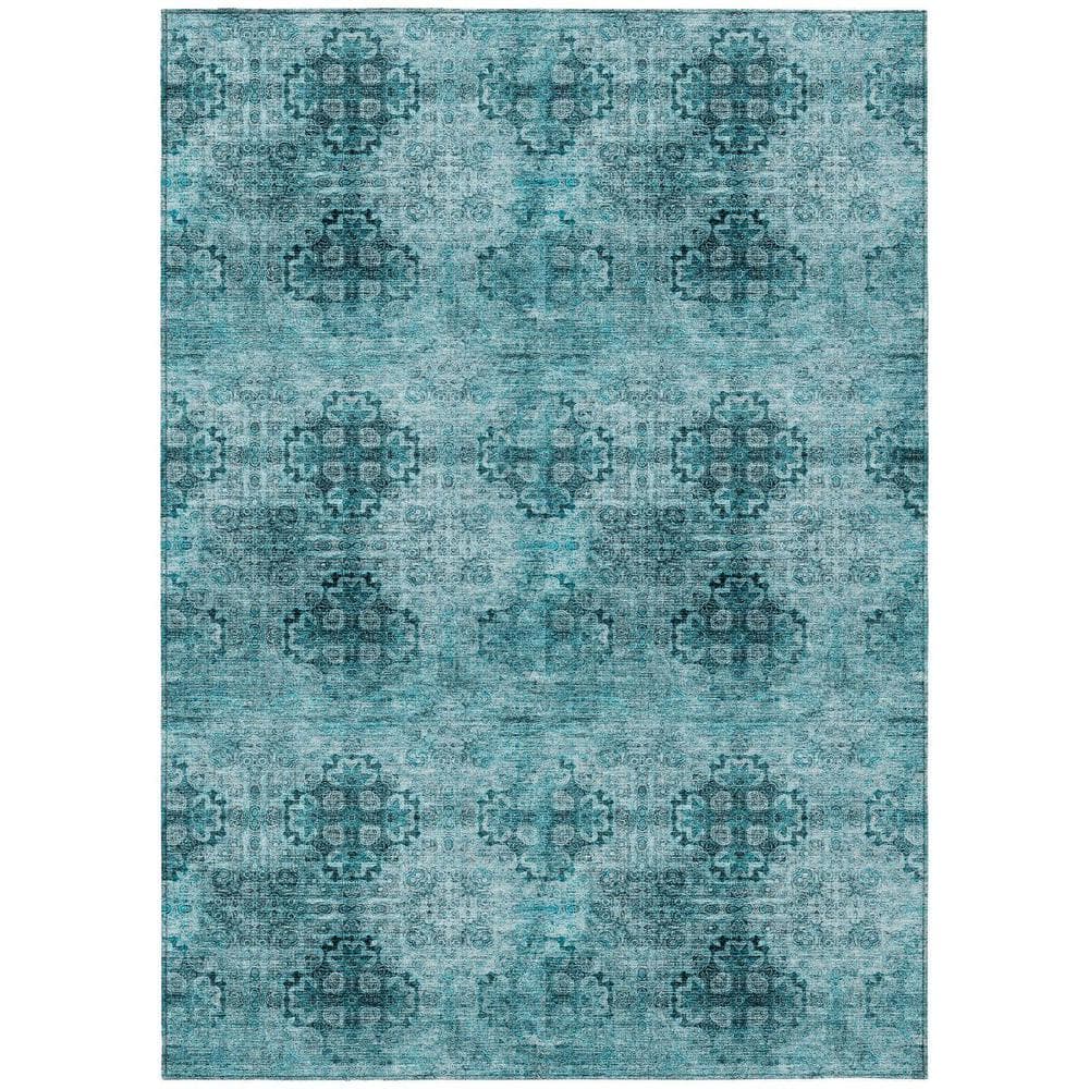Teal 3 ft. x 5 ft. Woven Floral Medallion Rectangle Indoor/Outdoor Area Rug price history on PriceWatchPro