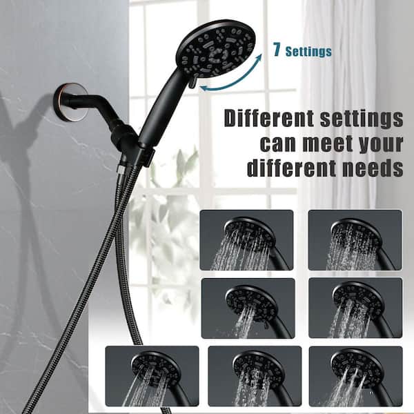 Single Handle 7-Spray Tub and Shower Faucet 1.8 GPM with Brass Rough-in Valve and 70 in. Hose in Oil Rubbed Bronze