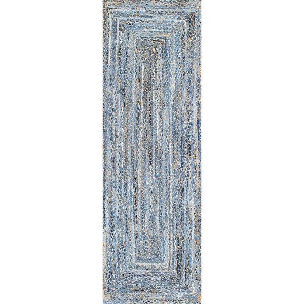 nuLOOM Otelia Solid Jute Denim 2 ft. 6 in. x 10 ft. Runner Rug