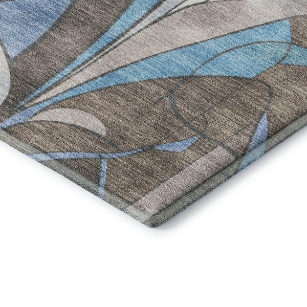 Mayfield Premium Machine Washable Abstract AMF2174 Brown 10 ft. x 14 ft. Area Rug