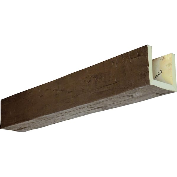 Ekena Millwork 6 in. x 10 in. x 12 ft. 3-Sided (U-Beam) Hand Hewn Natural Mahogany Faux Wood Ceiling Beam