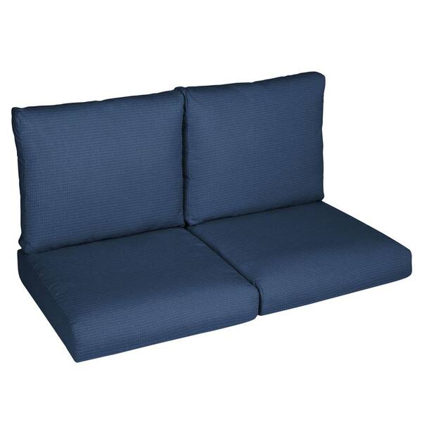 Mozaic Company Sorra Home 27 in. x 29 in. x 5 in. (4-Piece) Deep Seating Outdoor Loveseat Cushion in ETC Midnight