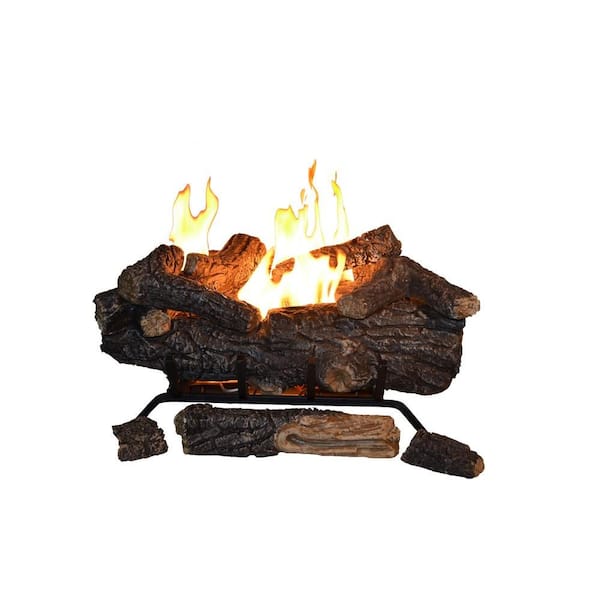 Emberglow Savannah Oak 24 in. Vent-Free Propane Gas Fireplace Logs with Remote