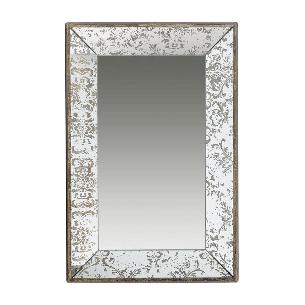 Silver 15.5 in. W x 24 in. H Bohemian Rectangle MDF Framed Mirror Wall Mirr