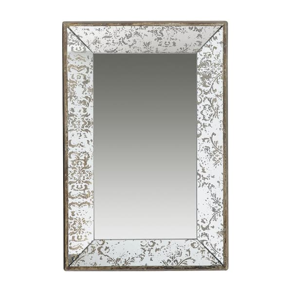 Unbranded Silver 15.5 in. W x 24 in. H Bohemian Rectangle MDF Framed Mirror Wall Mirror Wall Decor Mirror