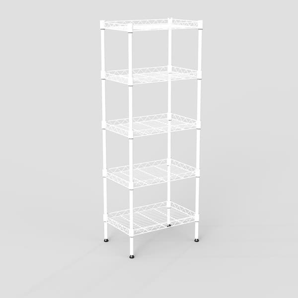 Nadia Metal Wire 5-Tier Adjustable Shelving Unit in White (17.71 in. W x 11.81 in. D x 47.24 in. H)
