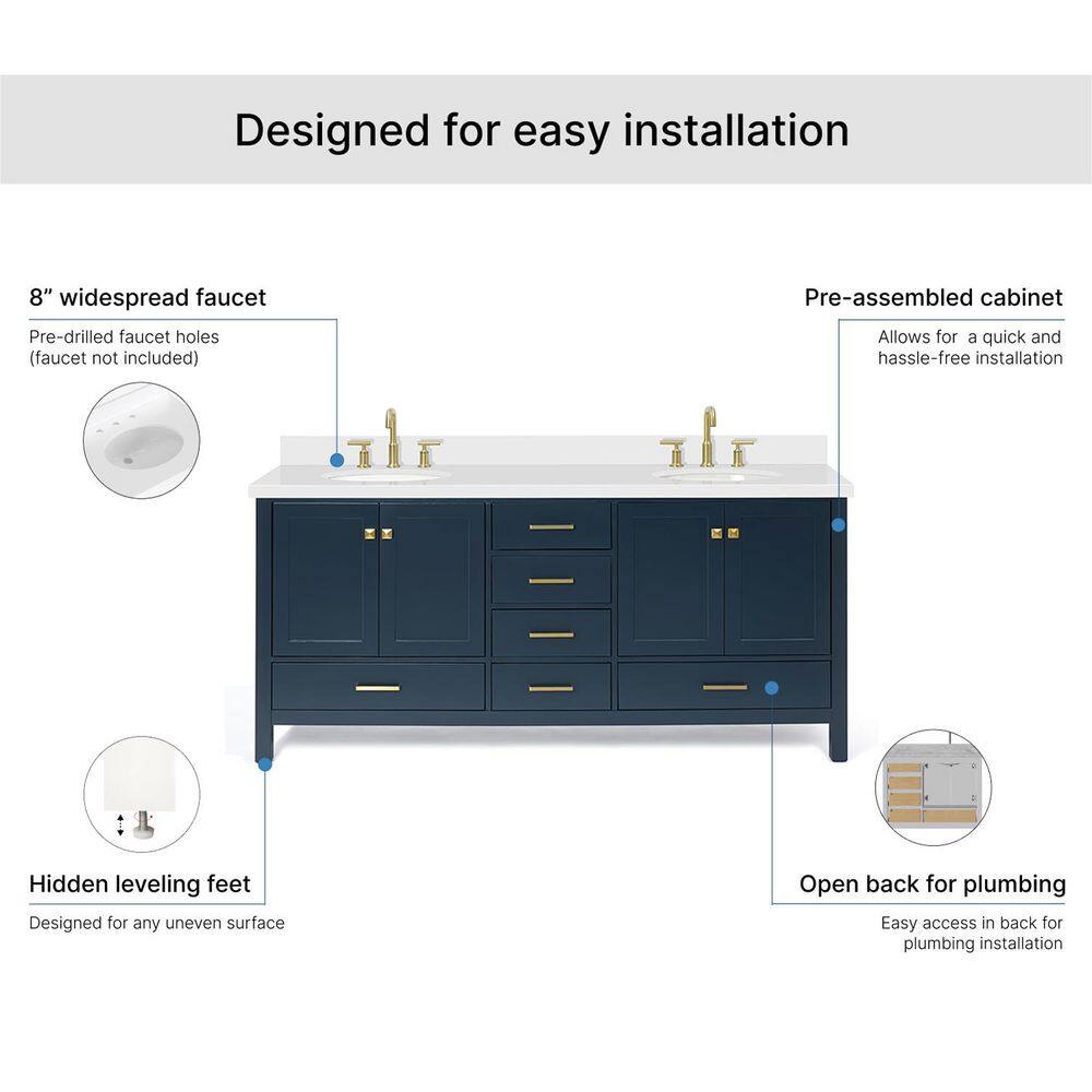 Midnight Blue 73" Double Basin Vanity with Quartz Top