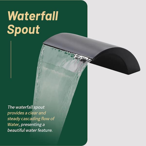 Arc Waterfall Single Handle Double Hole Bathroom Faucet in Black