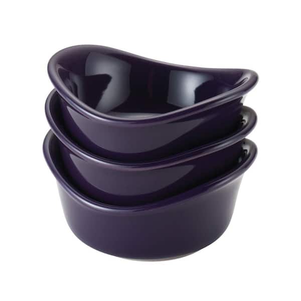 Rachael Ray Stoneware 3-Piece Lil' Saucy Round Dipping Cup Set in Purple