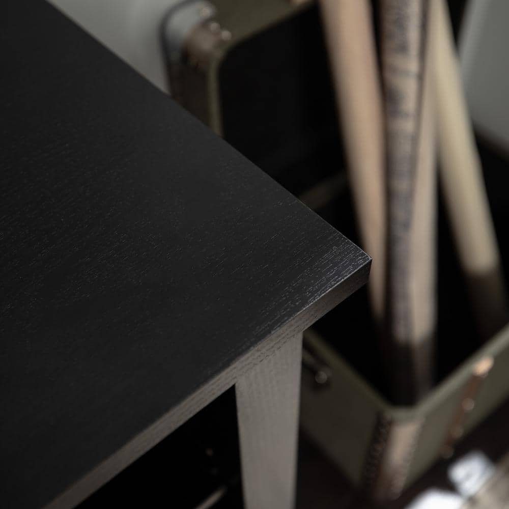 Essential 58" Black Wood Media Stand with Electric Fireplace