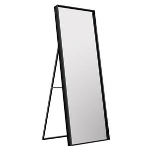 63 in. H x 20 in. W Rectangle Framed Black Aluminum Alloy Full Length Mirror Standing Floor Bathroom Vanity Mirror