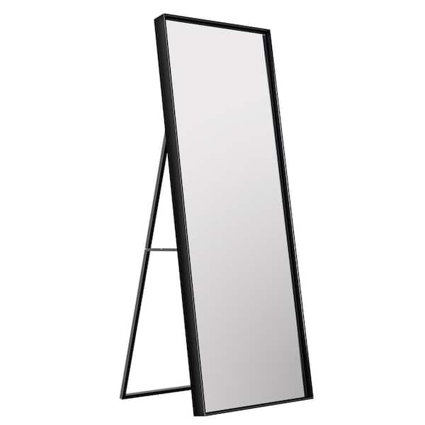 TETOTE 65 in. H x 22 in. W Rectangle Framed Matte Black Aluminum Alloy Metal Full Length Mirror Bathroom Vanity Mirror